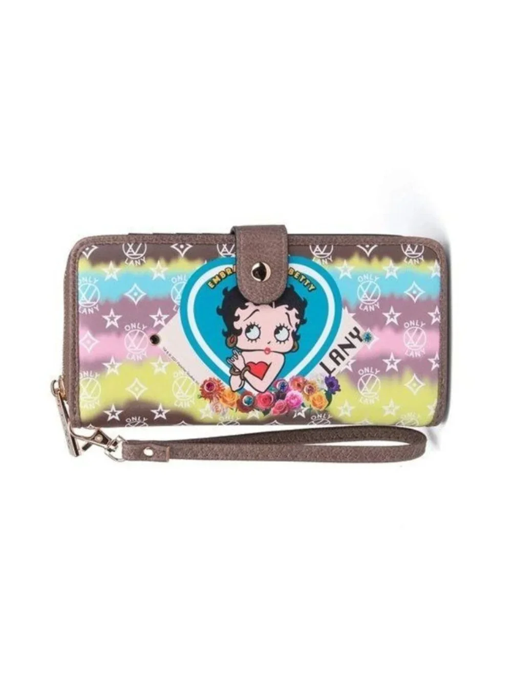 NEW Betty Boop Large Bling Faux Leather Multi Wallet Wristlet Clutch